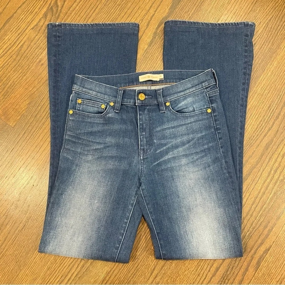 Tory Burch Mid-Rise Flare-Leg Glory Blue Stretch Denim Jeans size 26 - Picture 4 of 12